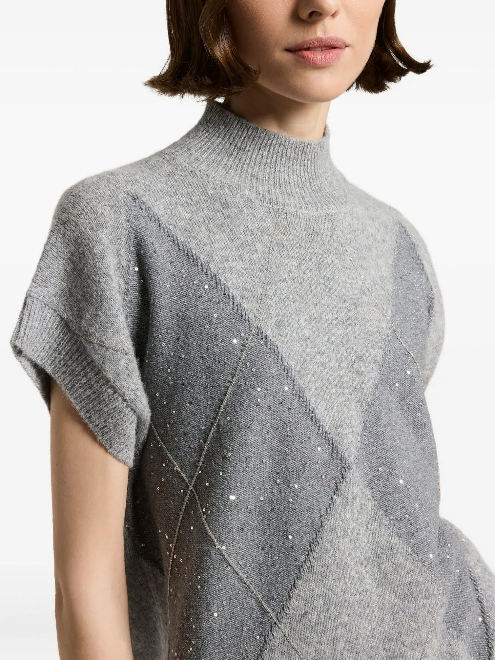 Sequin-Embellished High-Neck Vest
