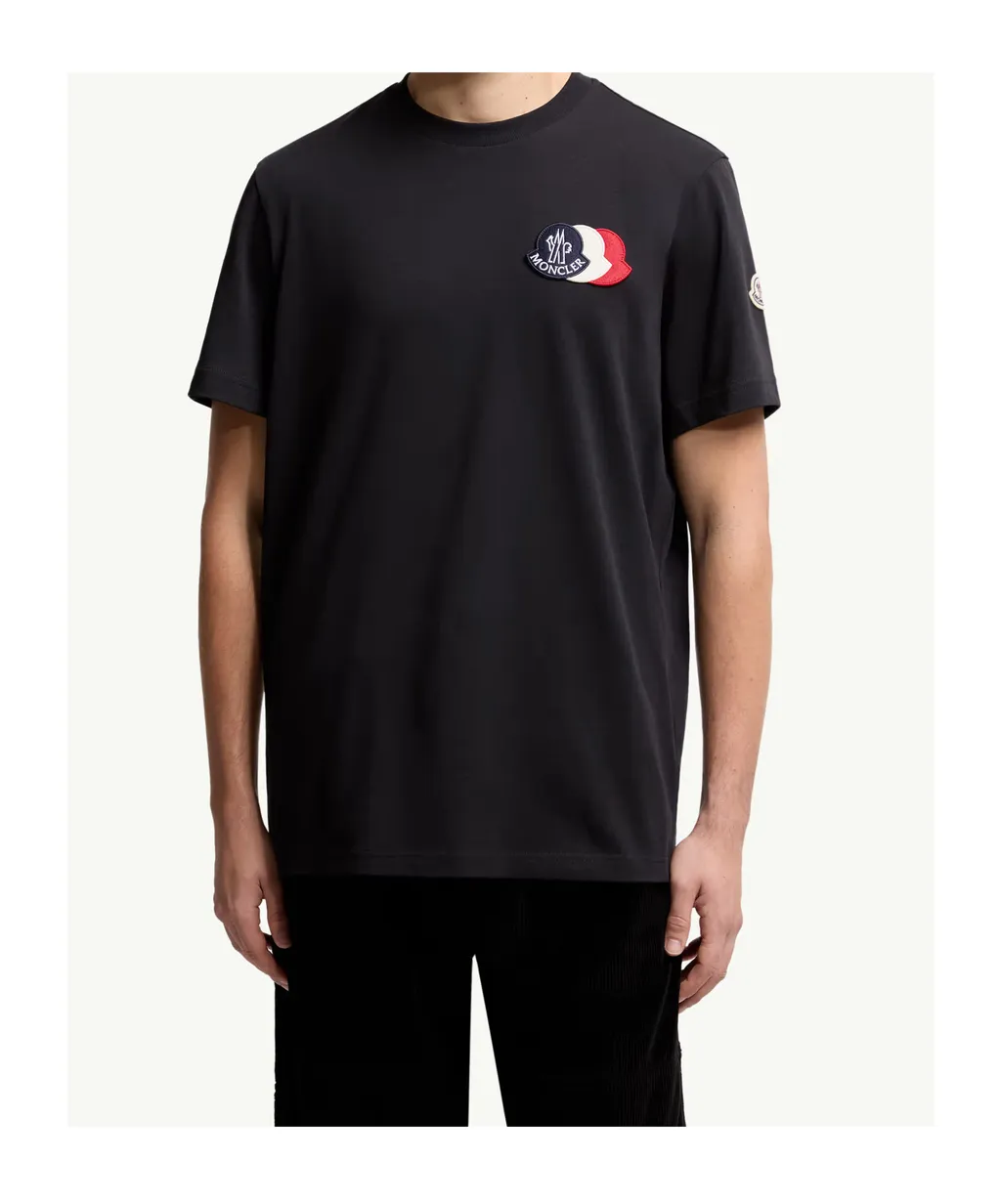 Embroidered Tricolor Logo Cotton T-Shirt