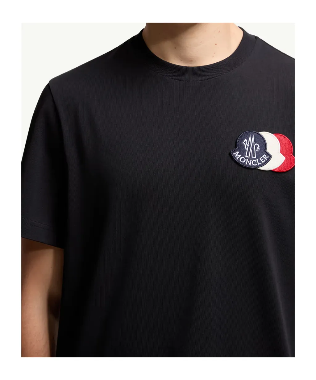 Embroidered Tricolor Logo Cotton T-Shirt