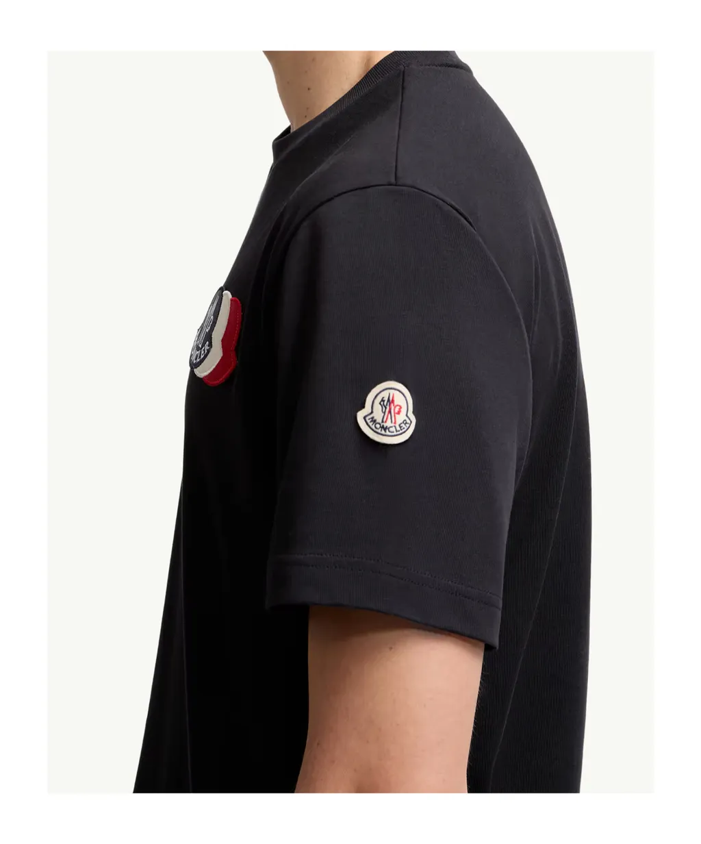 Embroidered Tricolor Logo Cotton T-Shirt