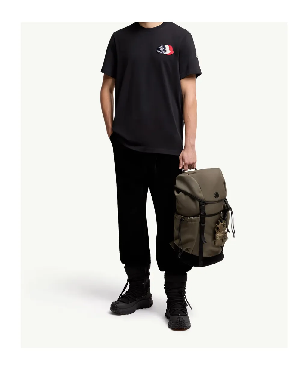 Embroidered Tricolor Logo Cotton T-Shirt