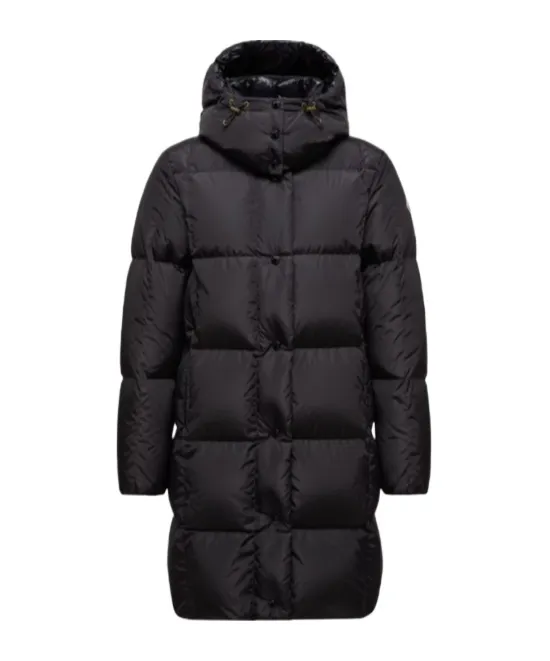Litte Square-Quilted Hooded Long Down Jacket