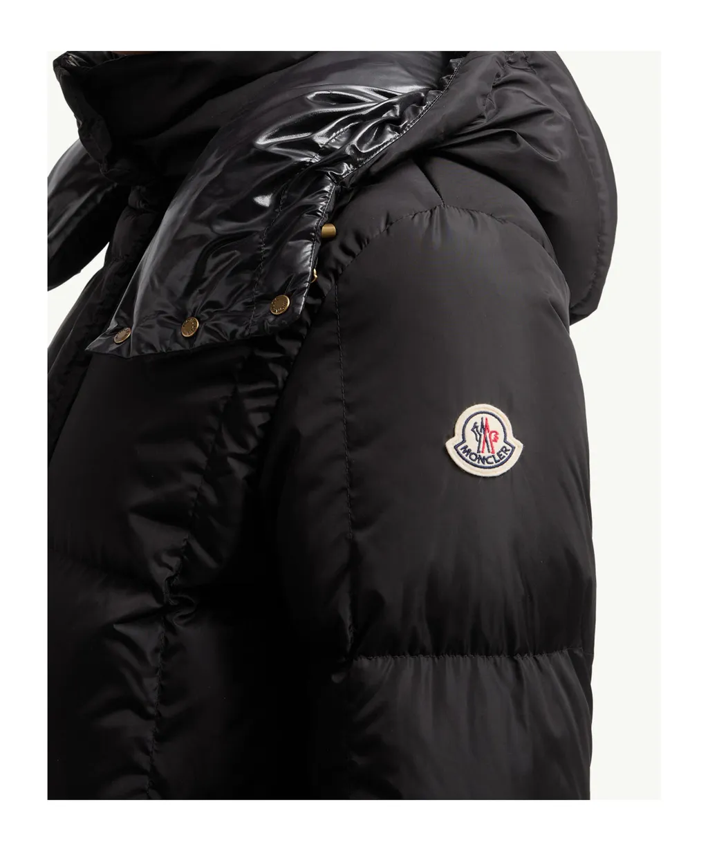 Litte Square-Quilted Hooded Long Down Jacket