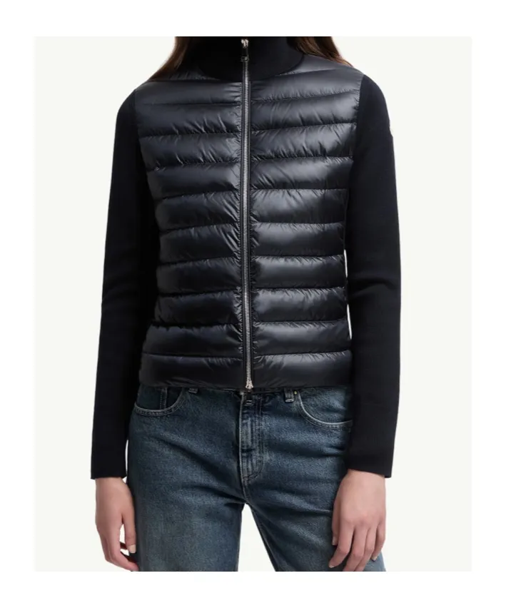 Padded Wool Zip-Up Cardigan