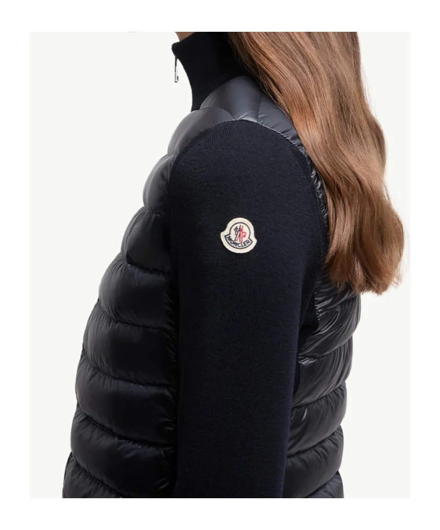 Padded Wool Zip-Up Cardigan