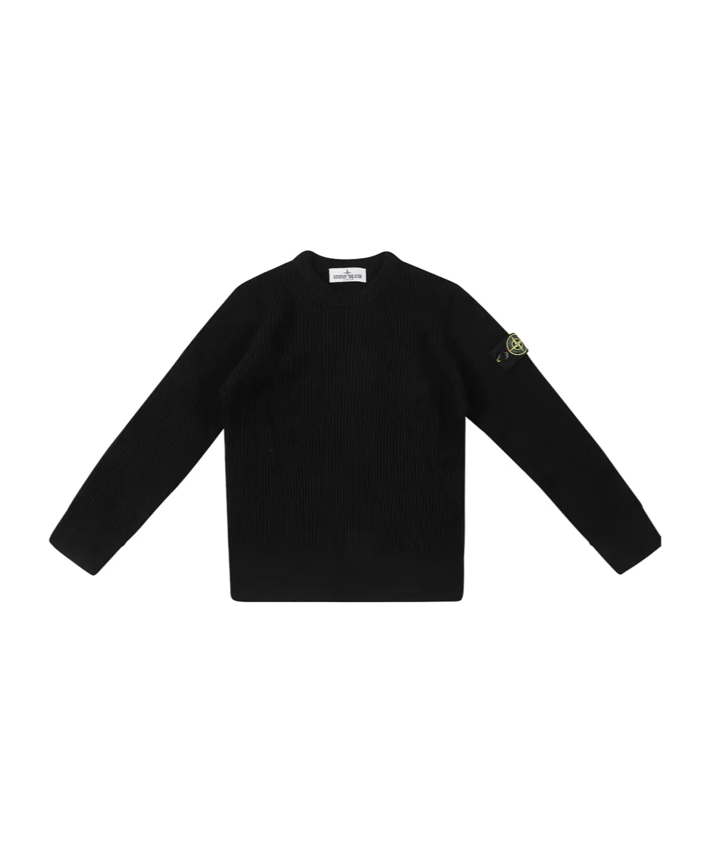 Stone Island Junior Logo Patch Ribbed Jumper