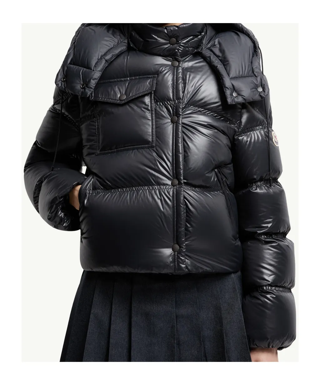 Moncler Erea Square-Quilted Hooded Short Down Jacket