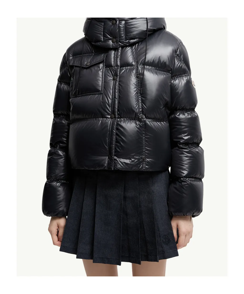 Moncler Erea Square-Quilted Hooded Short Down Jacket