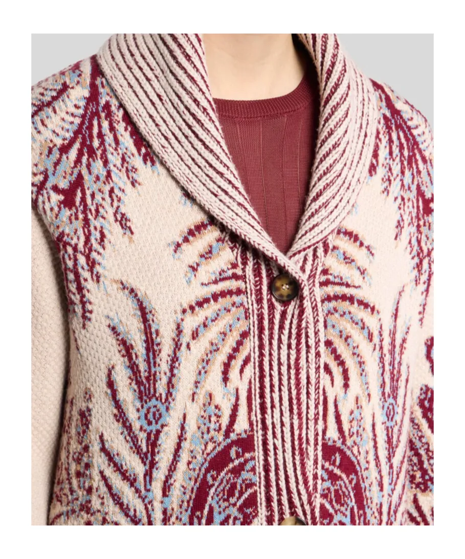 Wool And Cotton Jacquard Maxi Cardigan