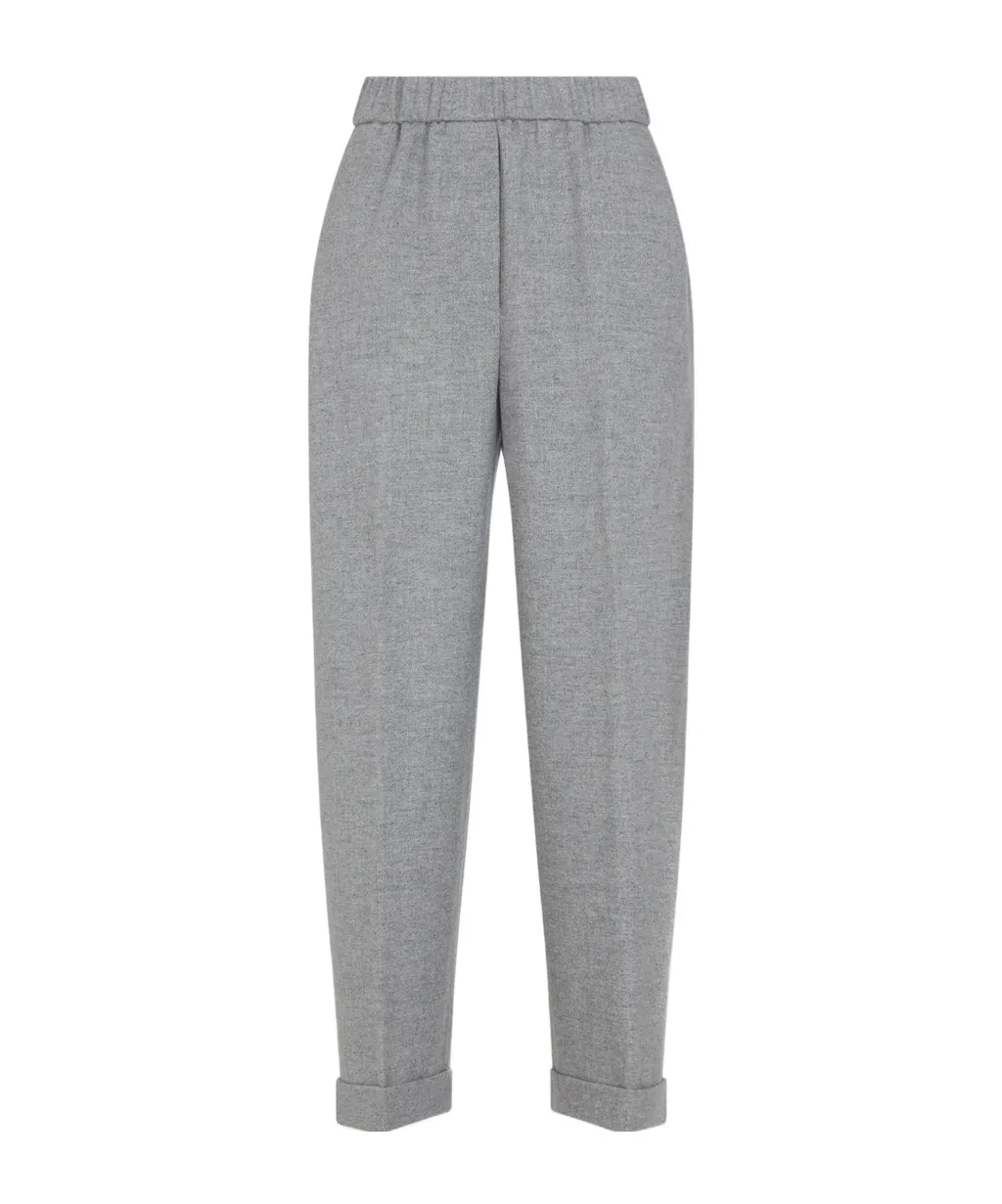Elastic-Waist Wool Trousers