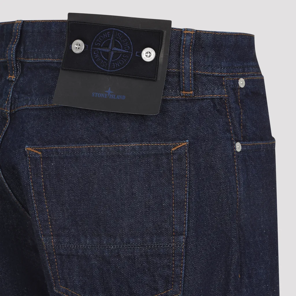 Stone Island Logo Patch Tapered Fit Jeans