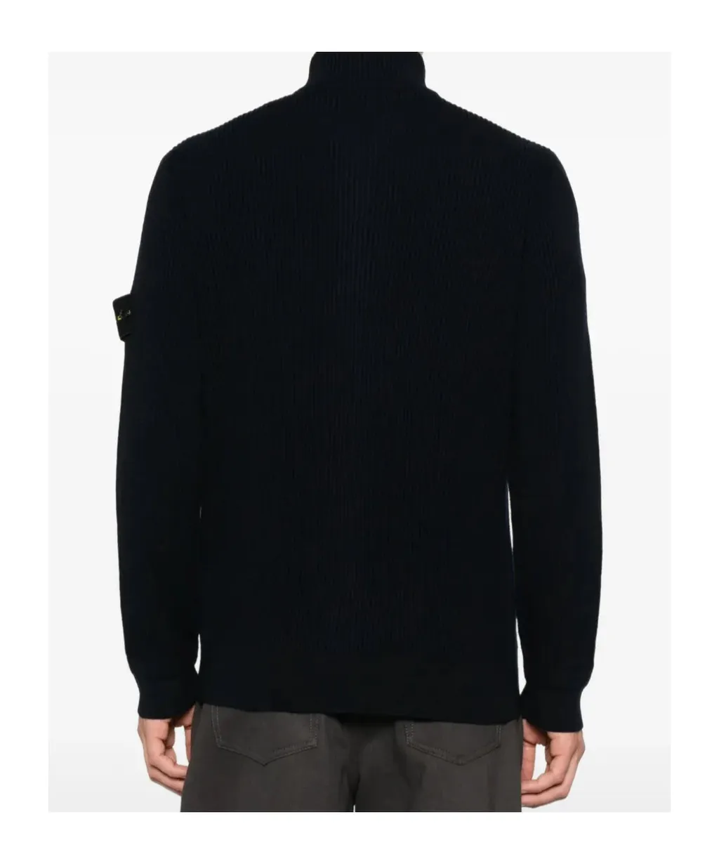 Stone Island Logo Patch Zip-Up Cardigan