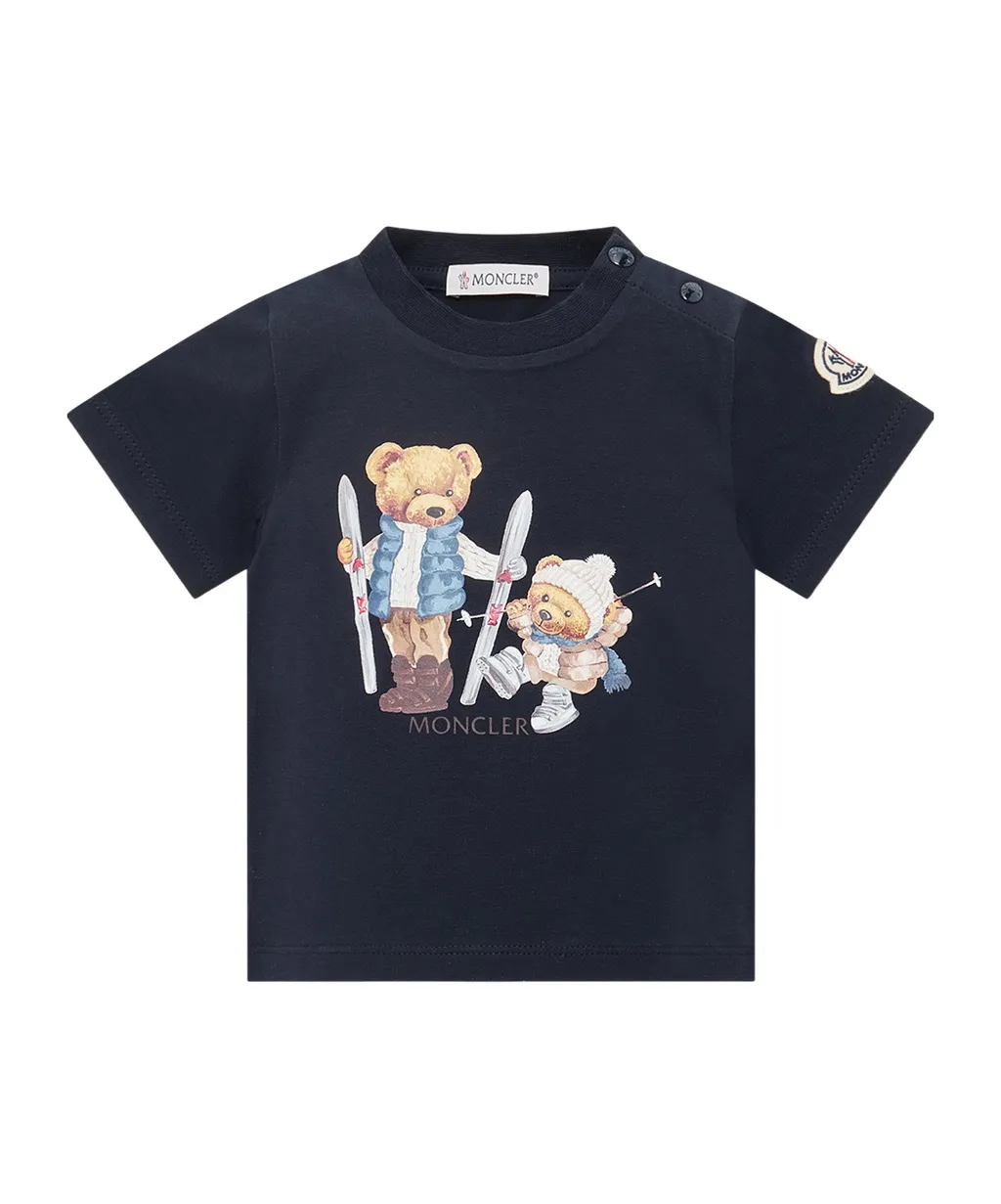 Teddy Bear Motif Cotton T-Shirt