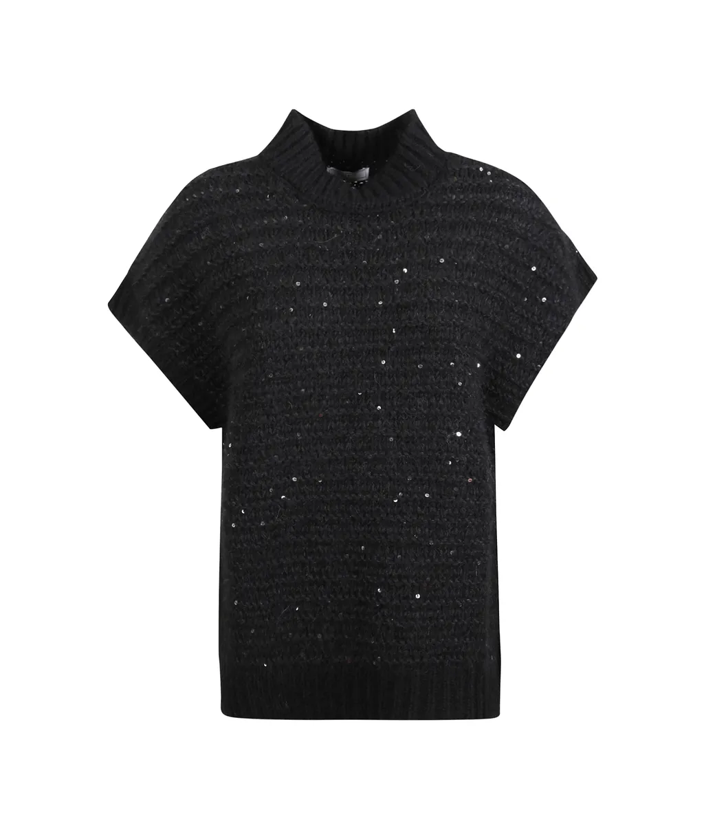 High-Neck Short-Sleeved Sweater
