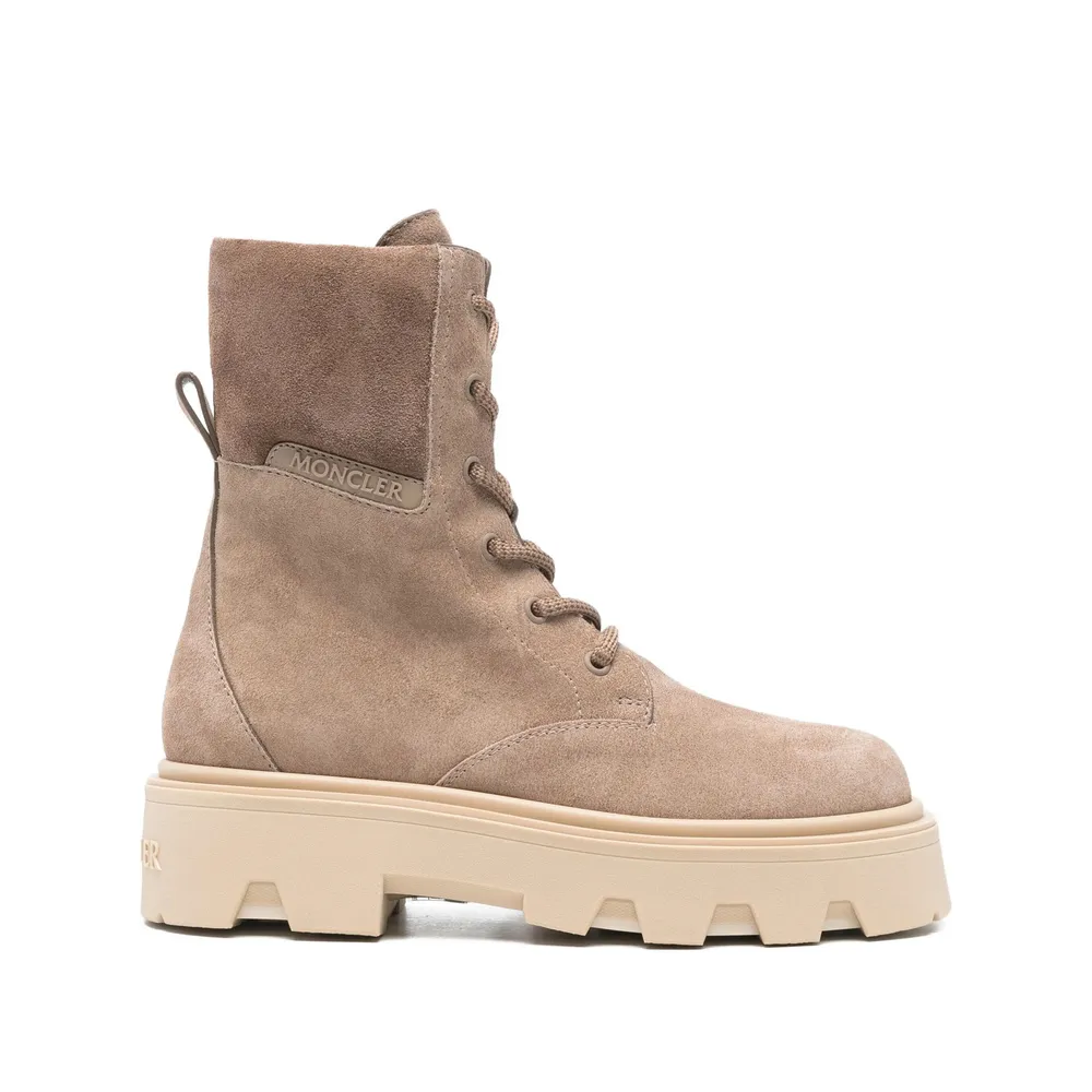 Moncler Logo Patch Lace-Up Boots