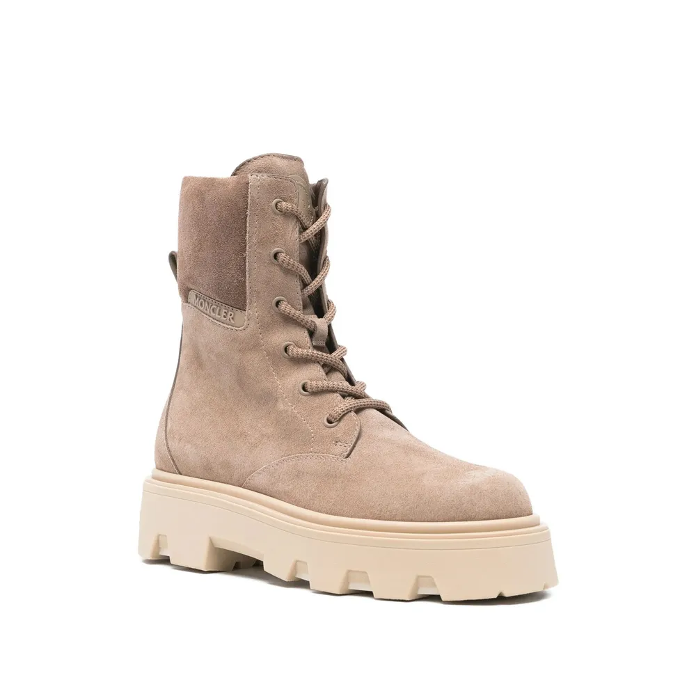 Moncler Logo Patch Lace-Up Boots