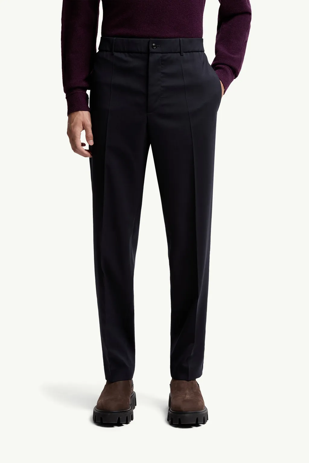 Wool Blend Gabardine Tailored Pants