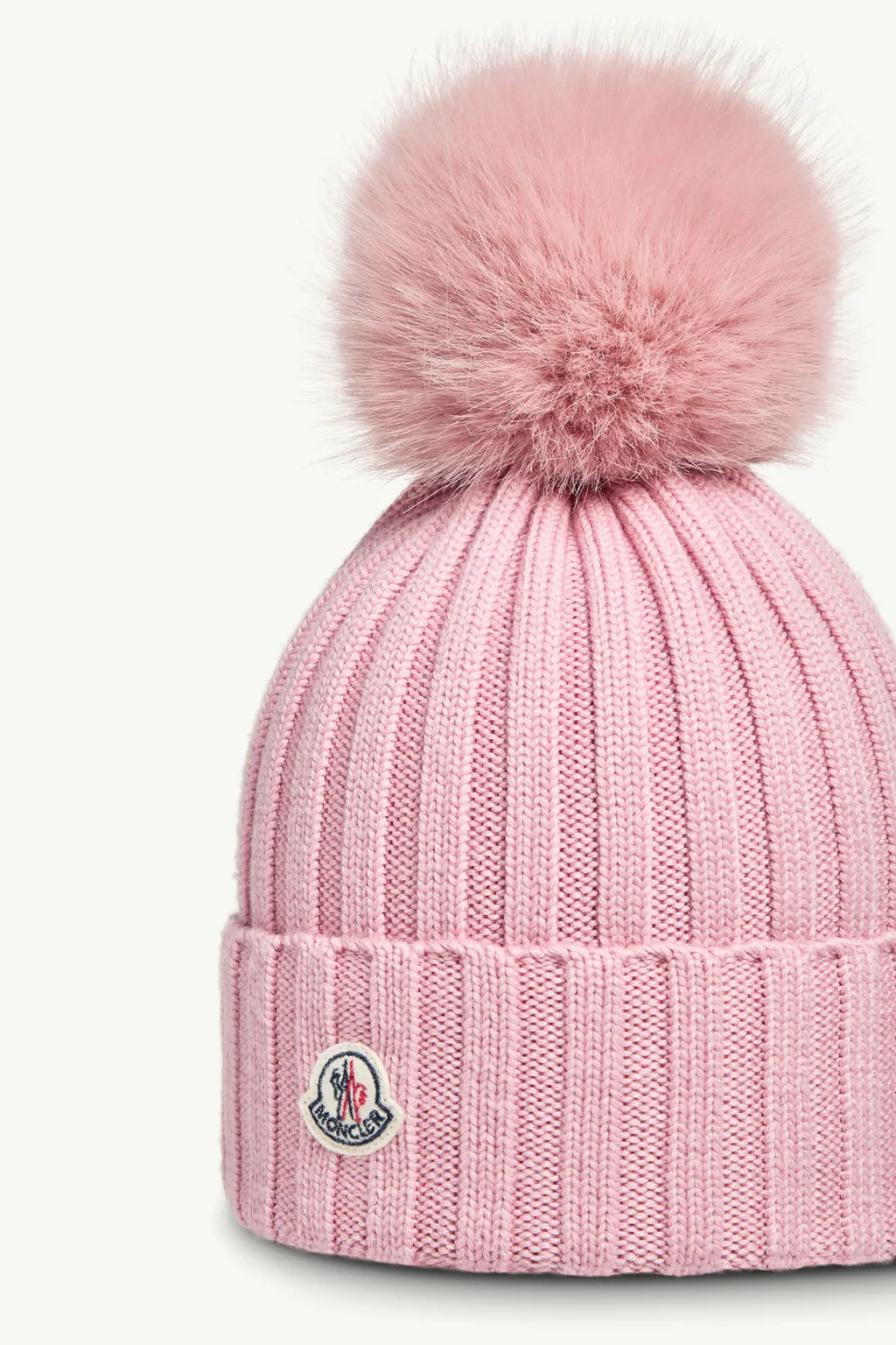 Wool Beanie With Faux Fur Pom Pom