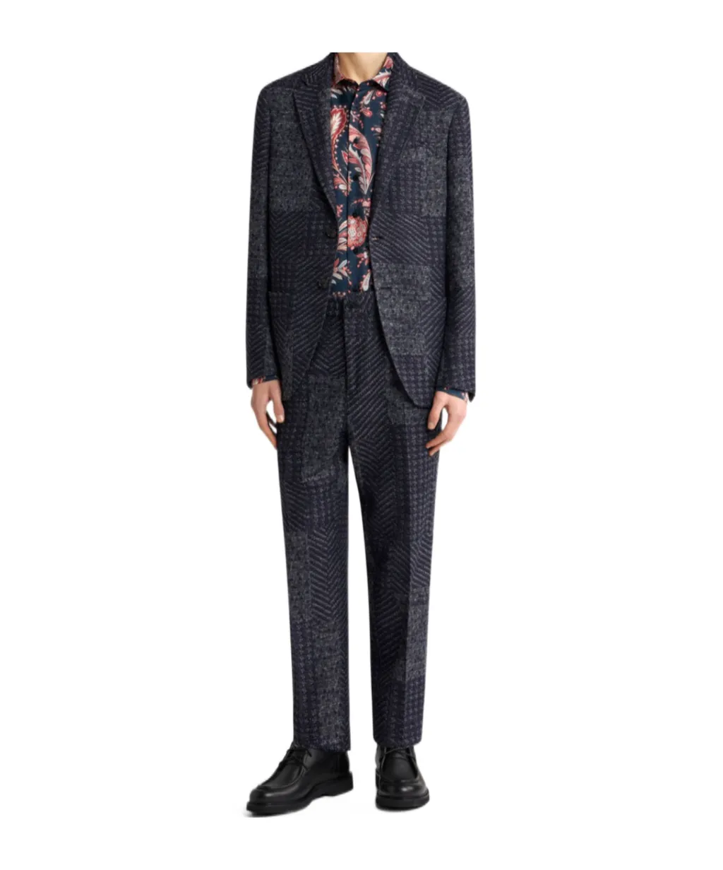 Wool-Blend Patchwork Blazer