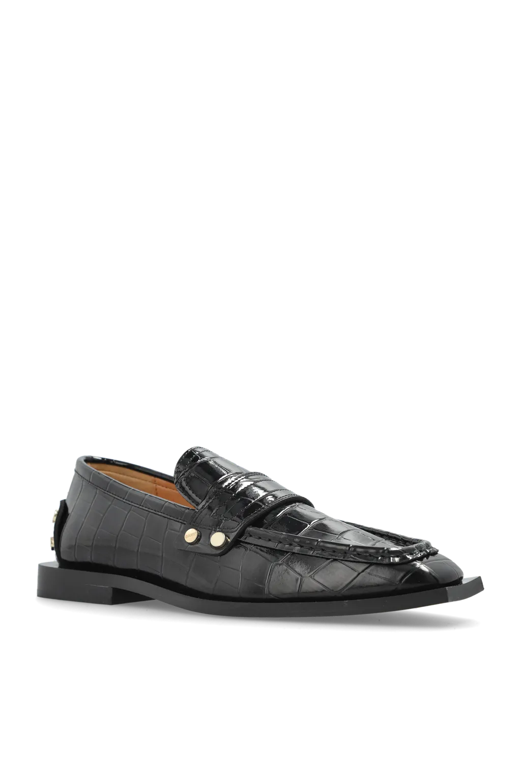 Studded Loafers In Black Croco