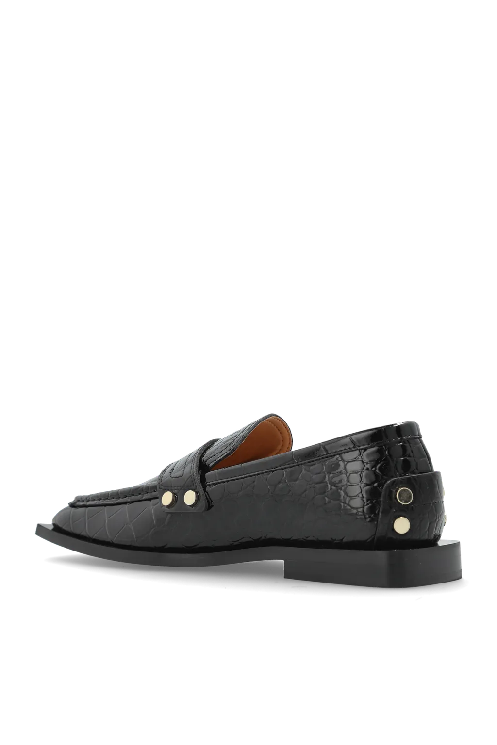 Studded Loafers In Black Croco
