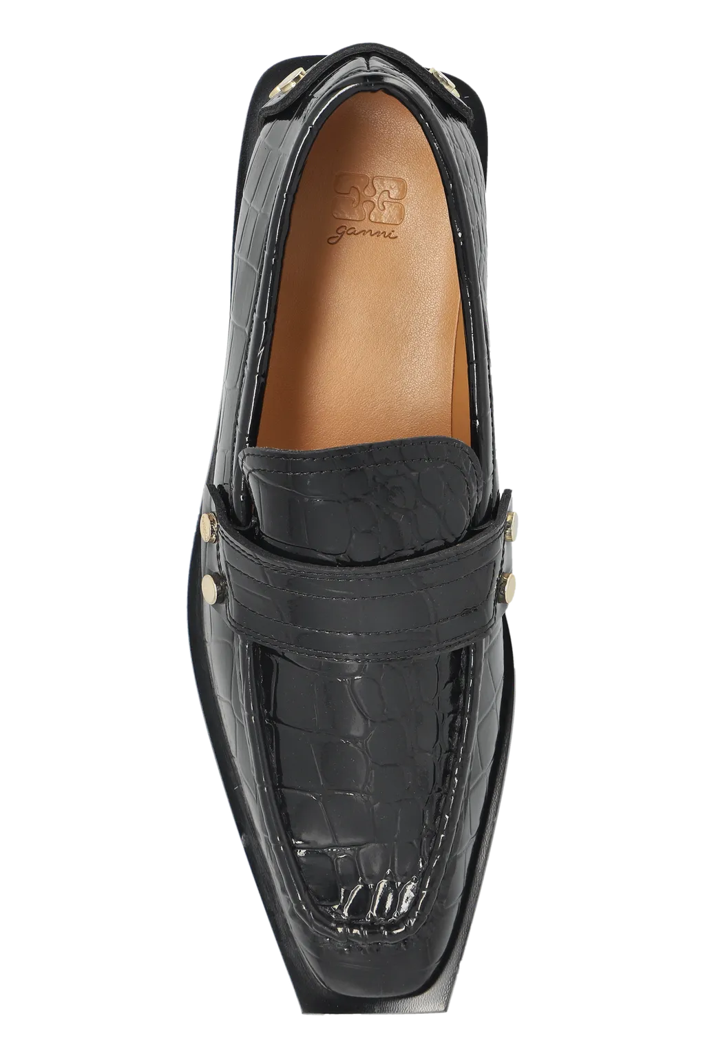 Studded Loafers In Black Croco