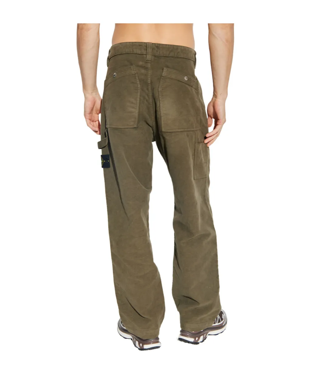 Stone Island Logo Patch Straight-Leg Trousers