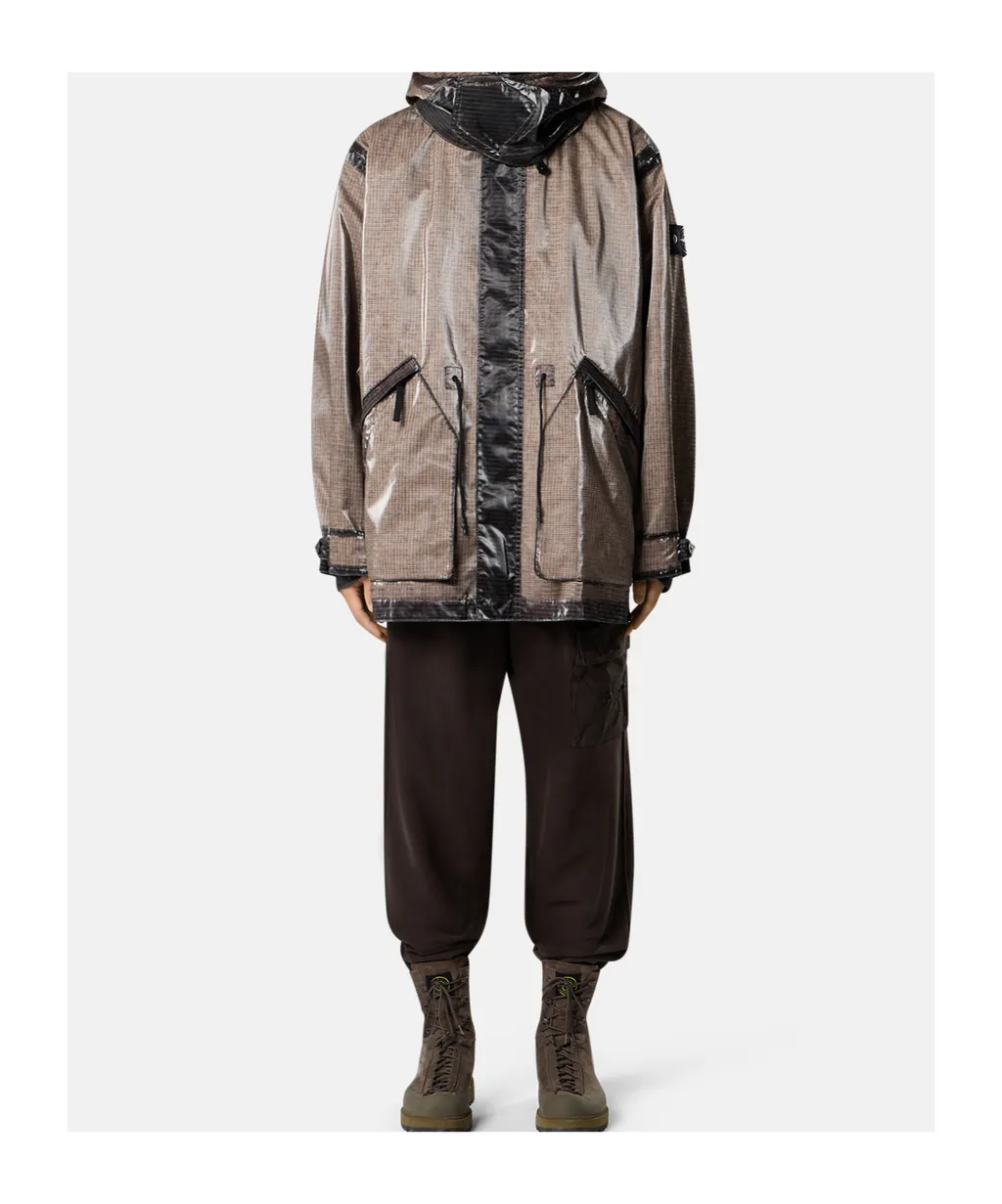 Hooded Parka With Prismatic Effect And Padded Lining
