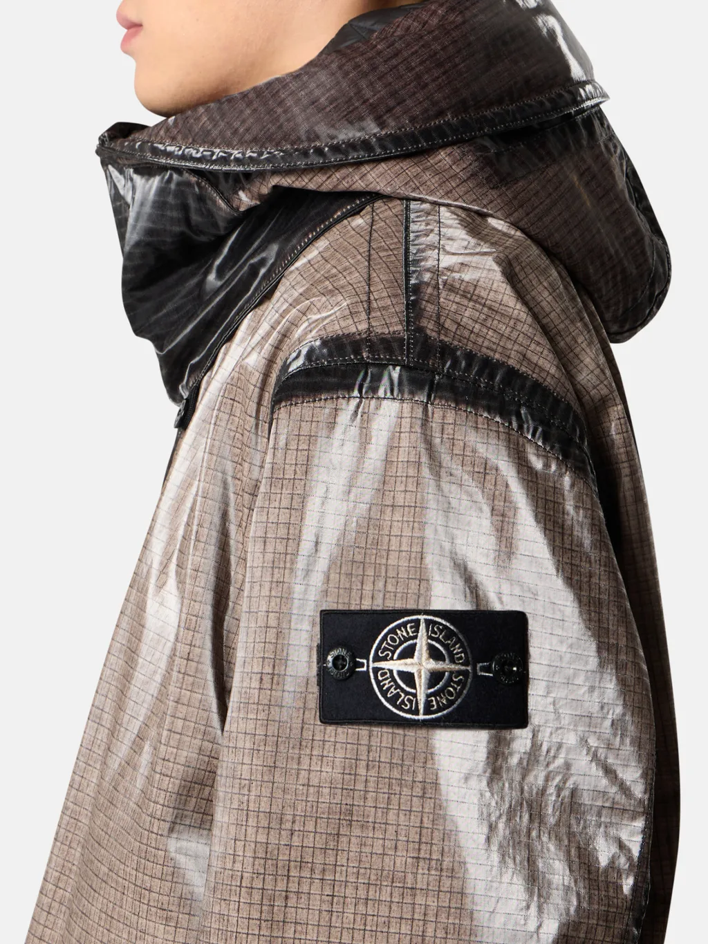 Hooded Parka With Prismatic Effect And Padded Lining