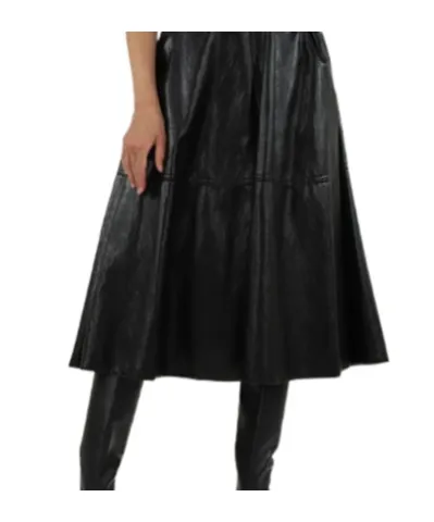 Leather-Effect Panelled Midi Skirt