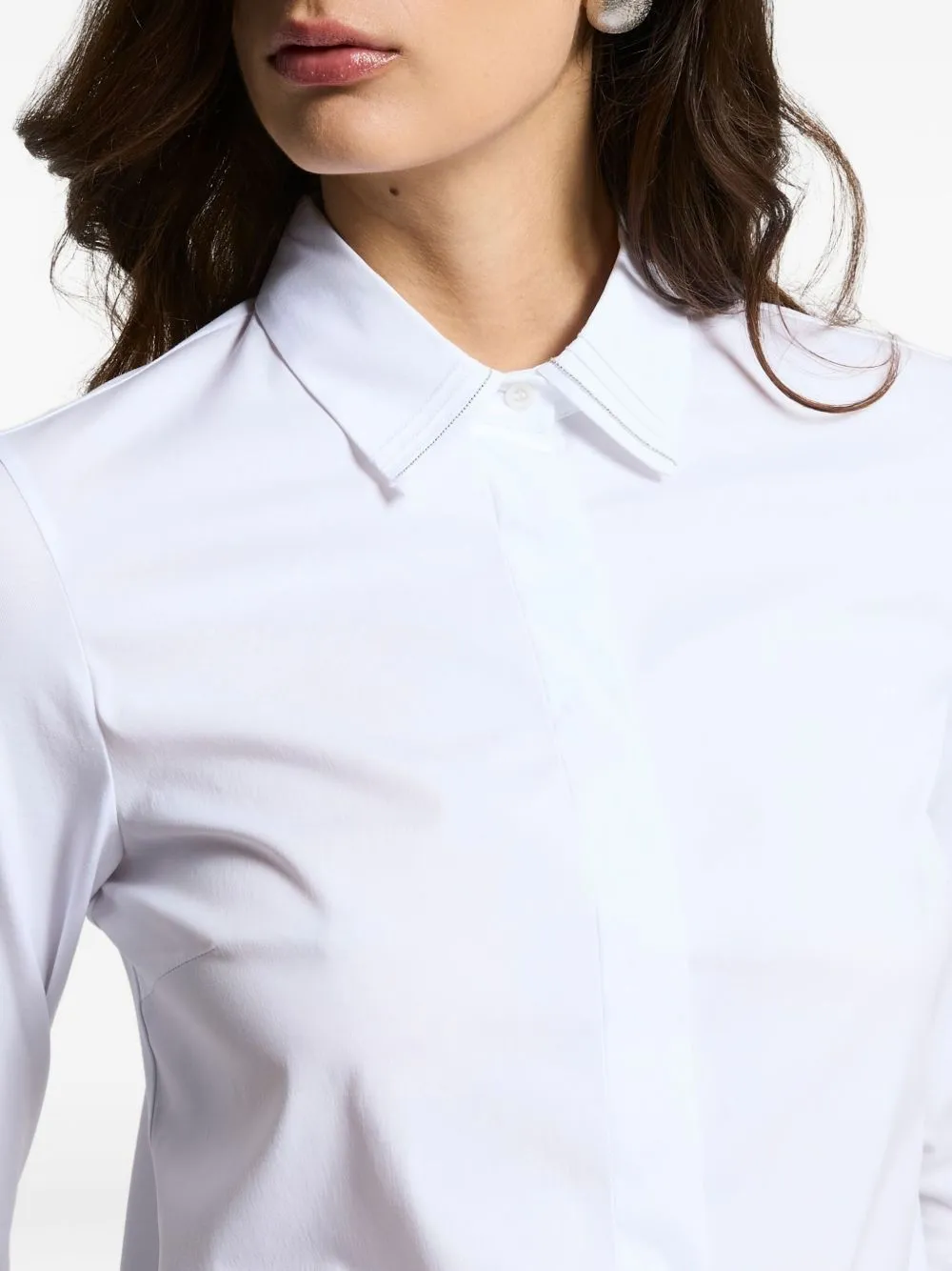 Point-Collar Cotton Shirt