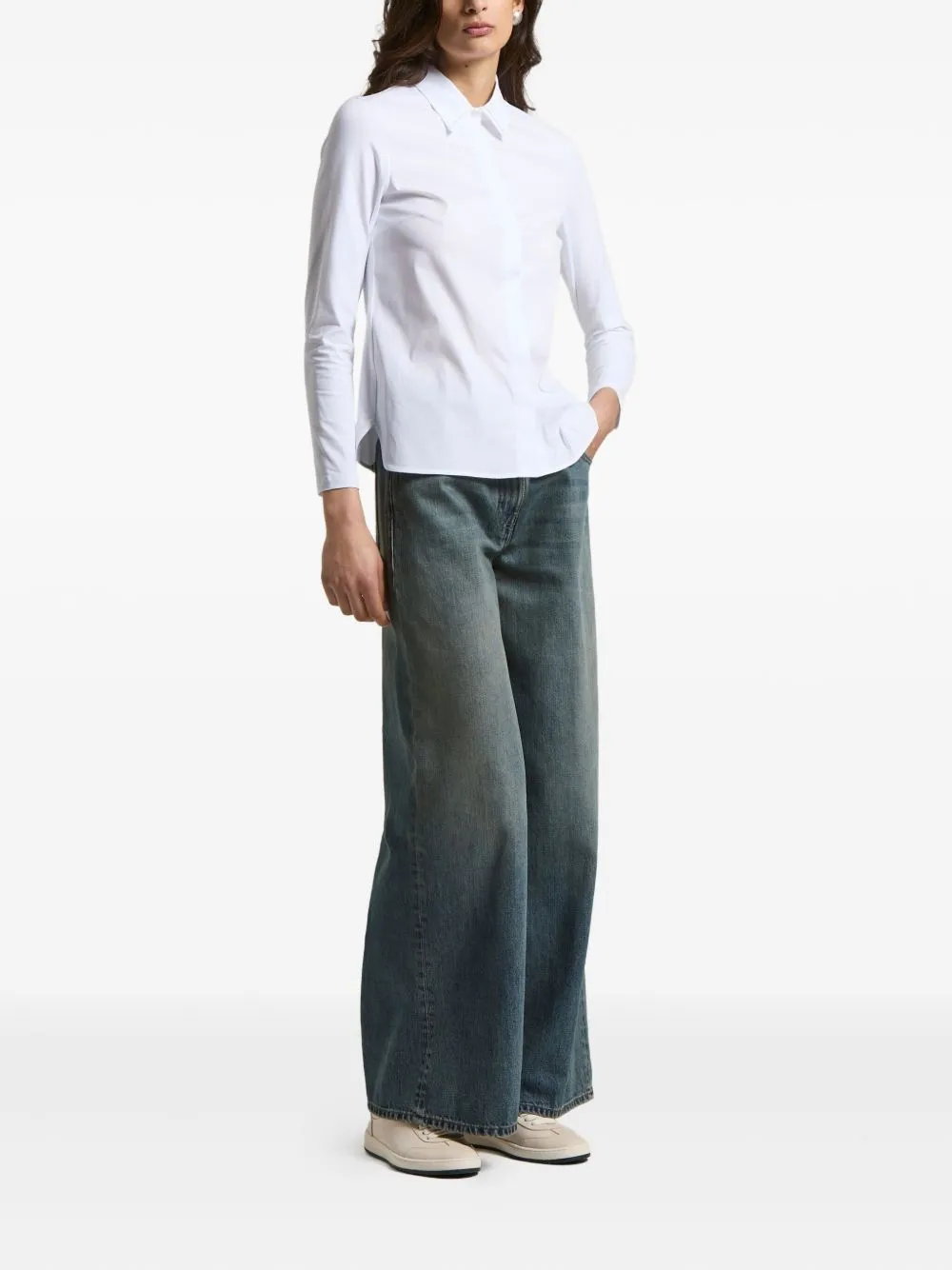 Point-Collar Cotton Shirt