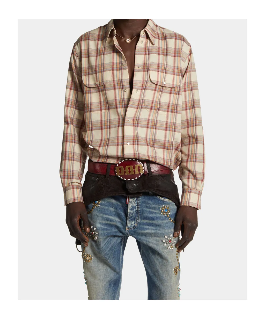 Dsquared2 Checked Curved Hem Shirt