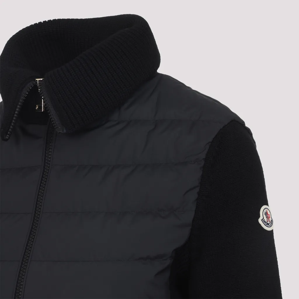 Padded Wool Zip-Up Cardigan