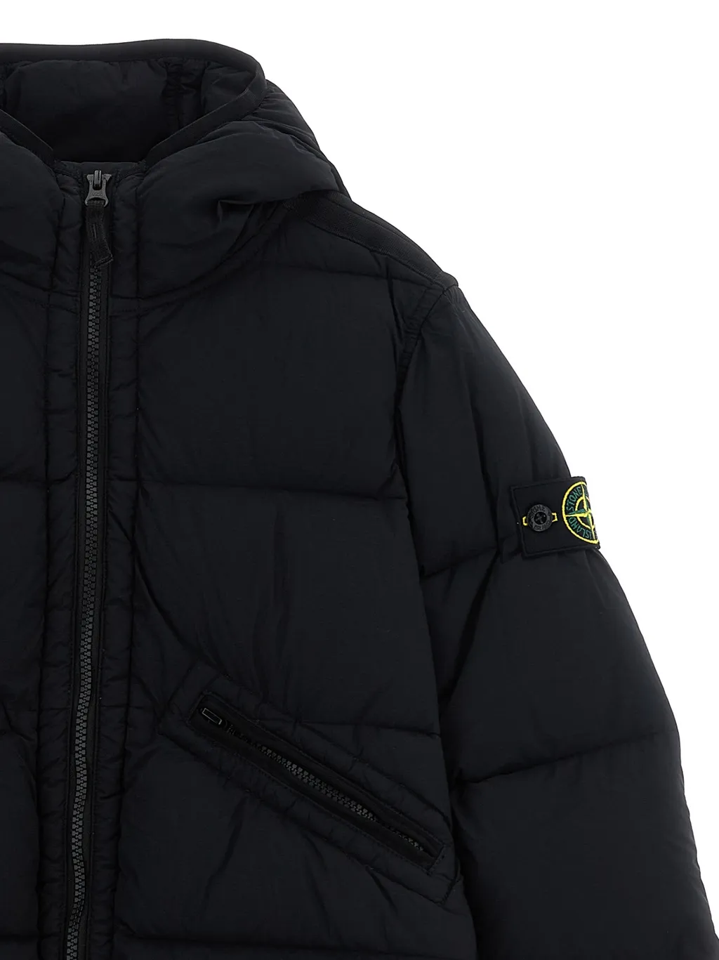 Stone Island Junior Logo Patch Hooded Down Jacket