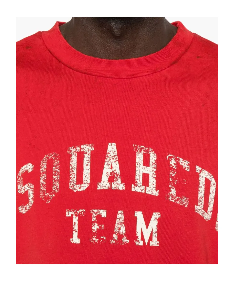 Dsquared2 Logo Printed Crewneck Distressed T-Shirt