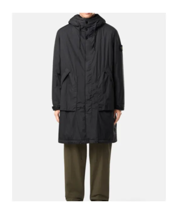 Stone Island Logo Patch Hooded Drawstring Coat