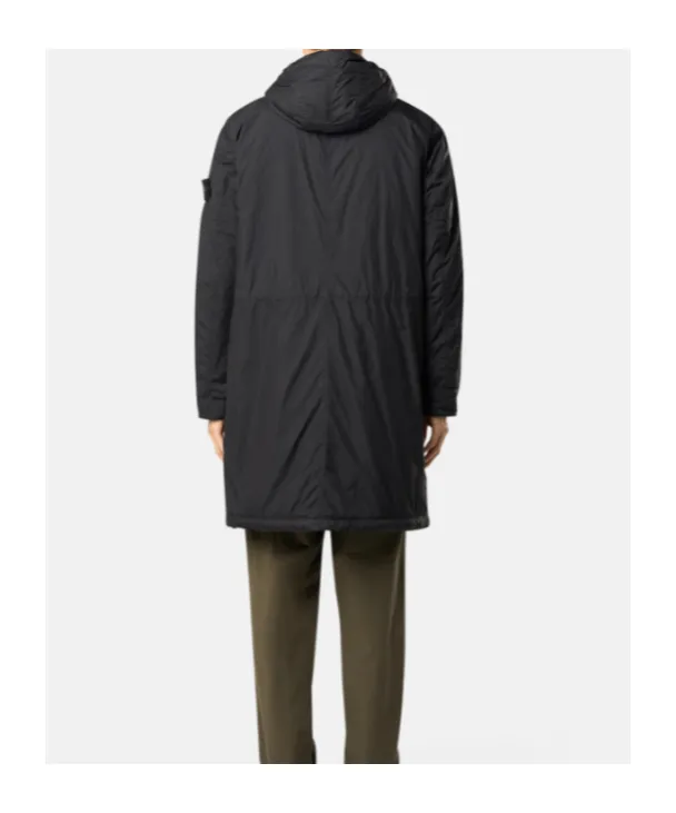 Stone Island Logo Patch Hooded Drawstring Coat