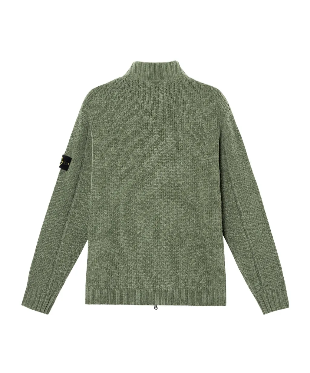 Stone Island Logo Patch Zip-Up Jumper
