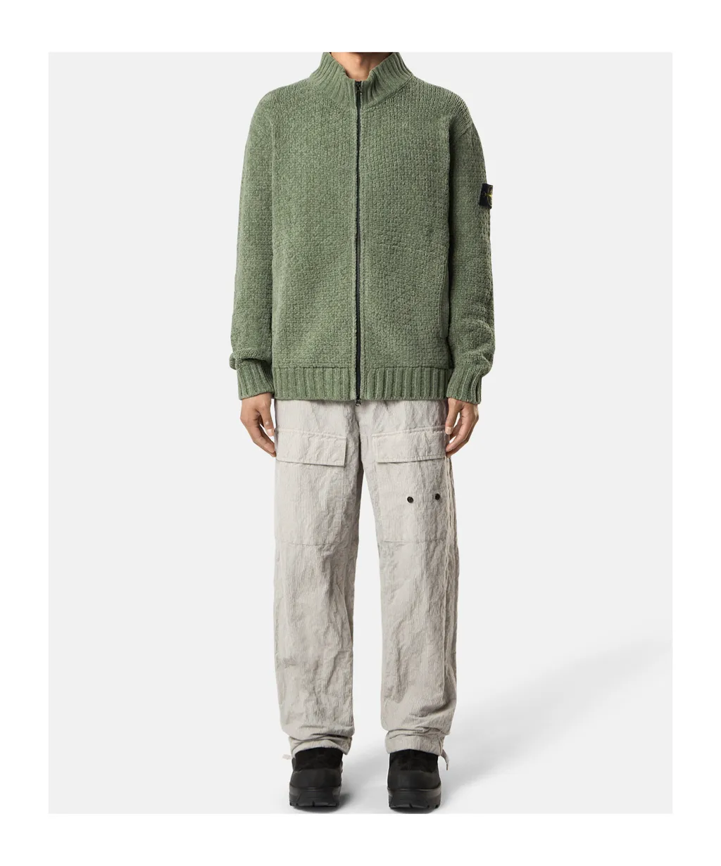 Stone Island Logo Patch Zip-Up Jumper