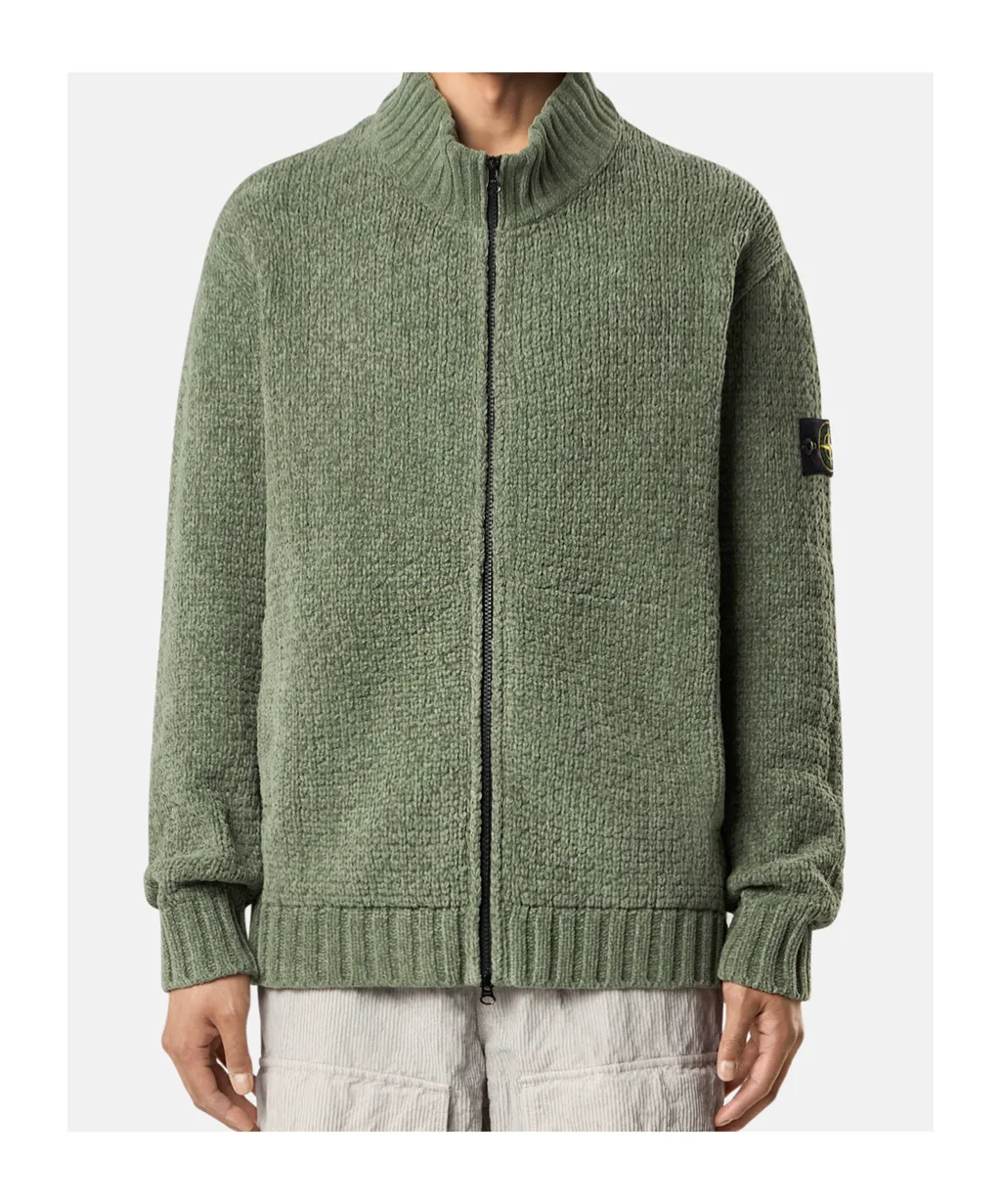 Stone Island Logo Patch Zip-Up Jumper
