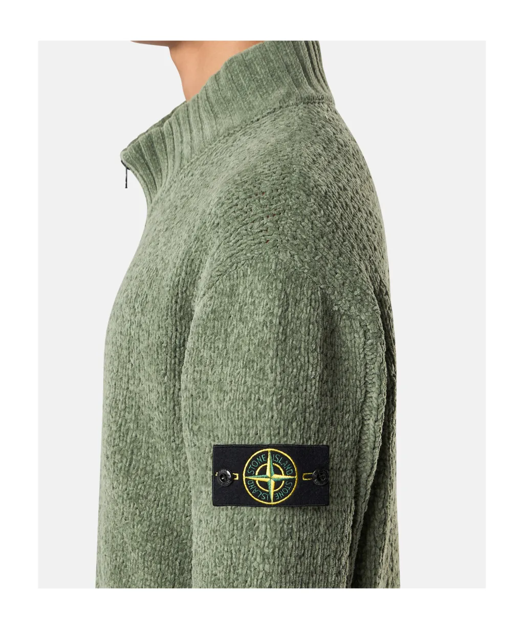 Stone Island Logo Patch Zip-Up Jumper