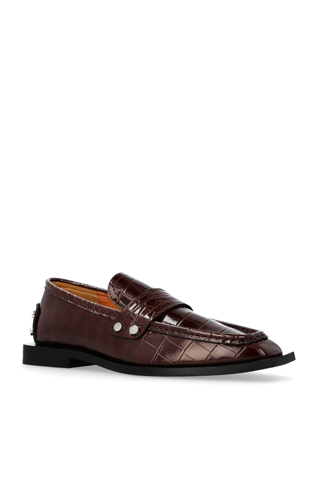 Studded Loafers In Brown Croco