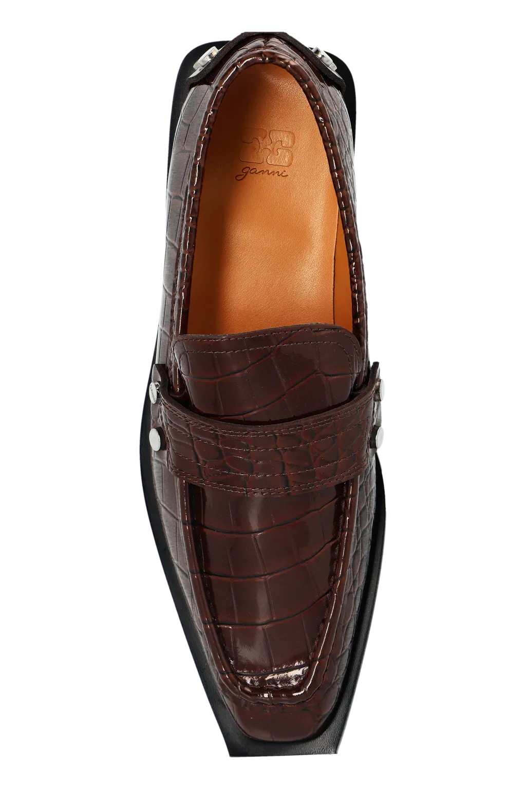 Studded Loafers In Brown Croco