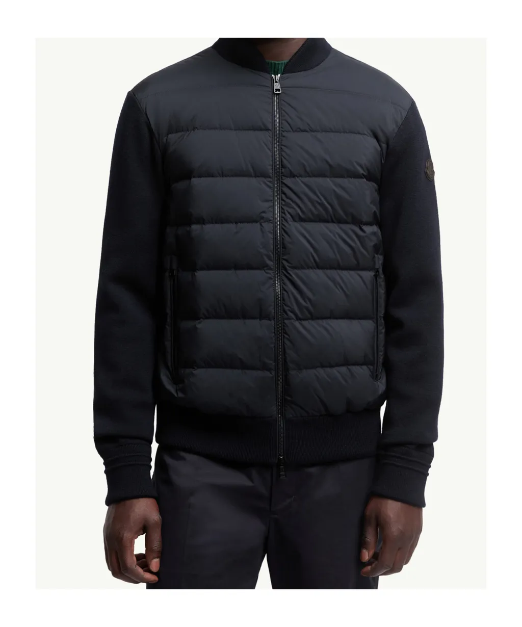 Padded Wool Zip-Up Cardigan