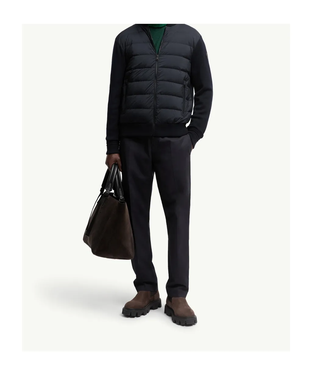 Padded Wool Zip-Up Cardigan