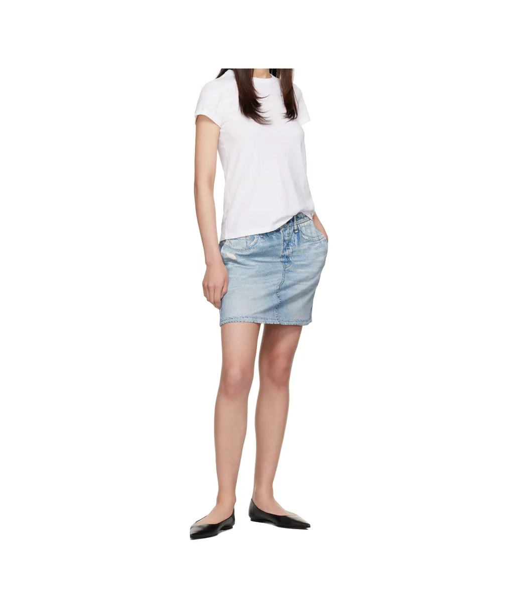 Distressed Denim Mini Skirt