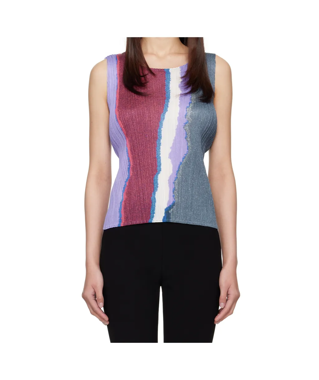 Pleated Abstract-Print Top