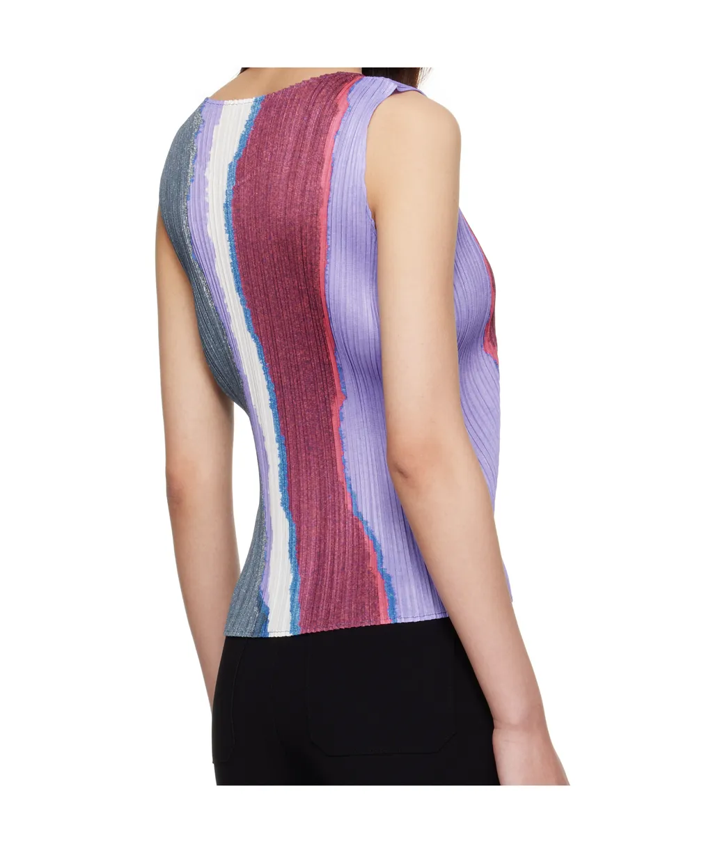 Pleated Abstract-Print Top