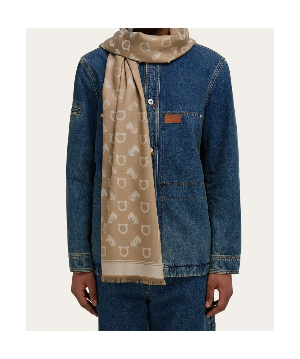 Ferragamo Jacquard Feline Motif Stole